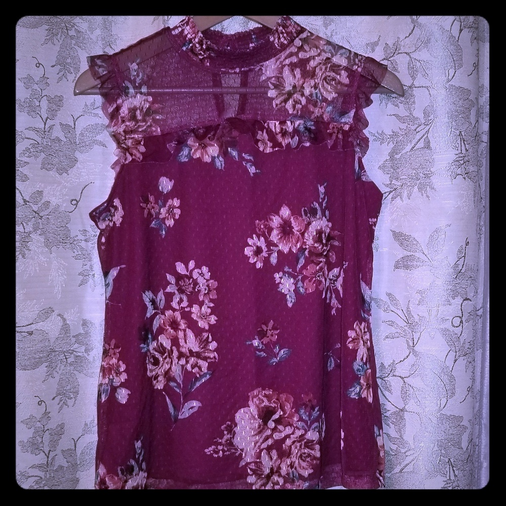 Burgundy flower shirt